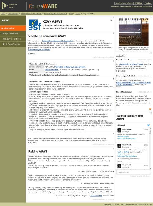 Ukázka předmětu v Courseware