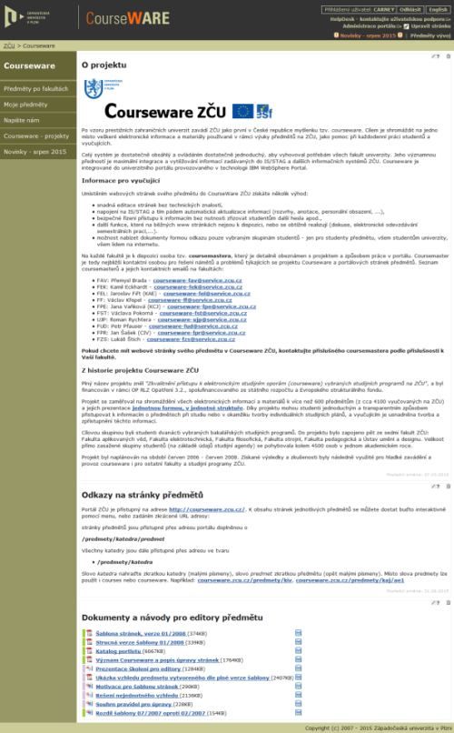 Titulní stránka Courseware