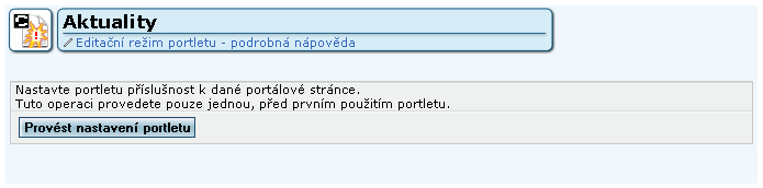 Prázdný (nenastavený) portlet