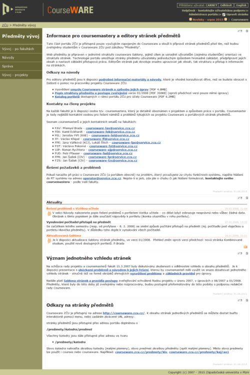 Sekce předměty-vývoj