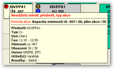 Hlášení o překročené kapacitě místnosti