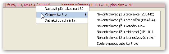 Kontextové menu kontrol