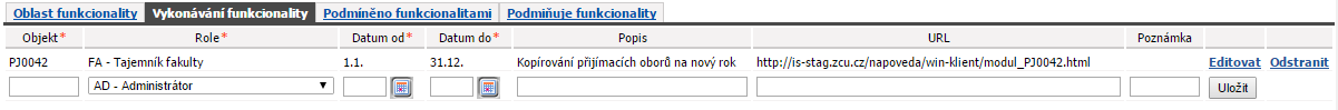 Vykonavaní funkcionality