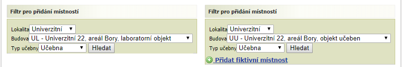 Fitltr pro výběr místností