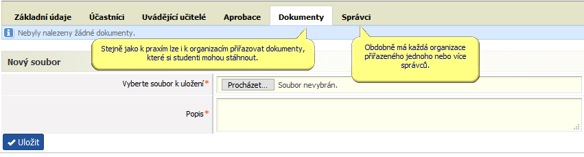 Dokumenty pro studenty a správci