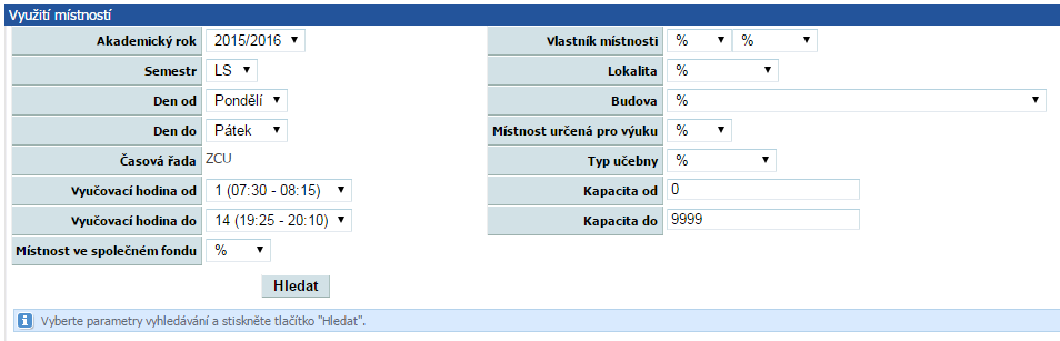 Úvodní vzhled portletu