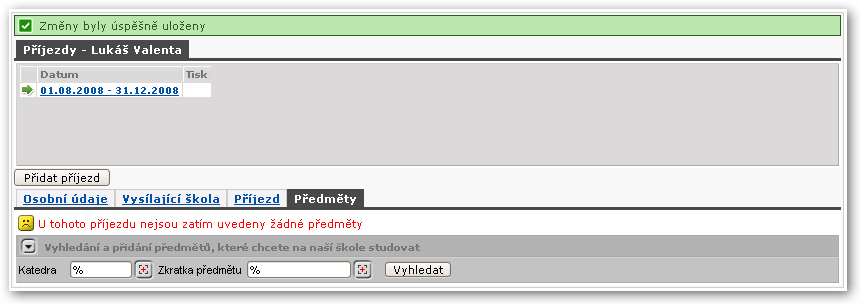 Výběr předmětů