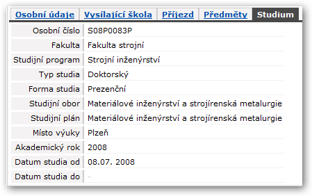 Informace o studiu