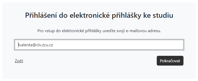 Úvodní přihlašovací obrazovka