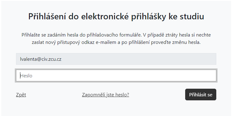 Přihlášení s použitím hesla