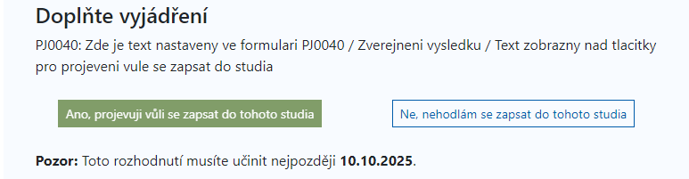 Vyjádření vůle k zápisu