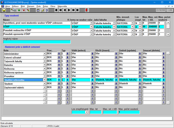 Screenshot formuláře SY0280